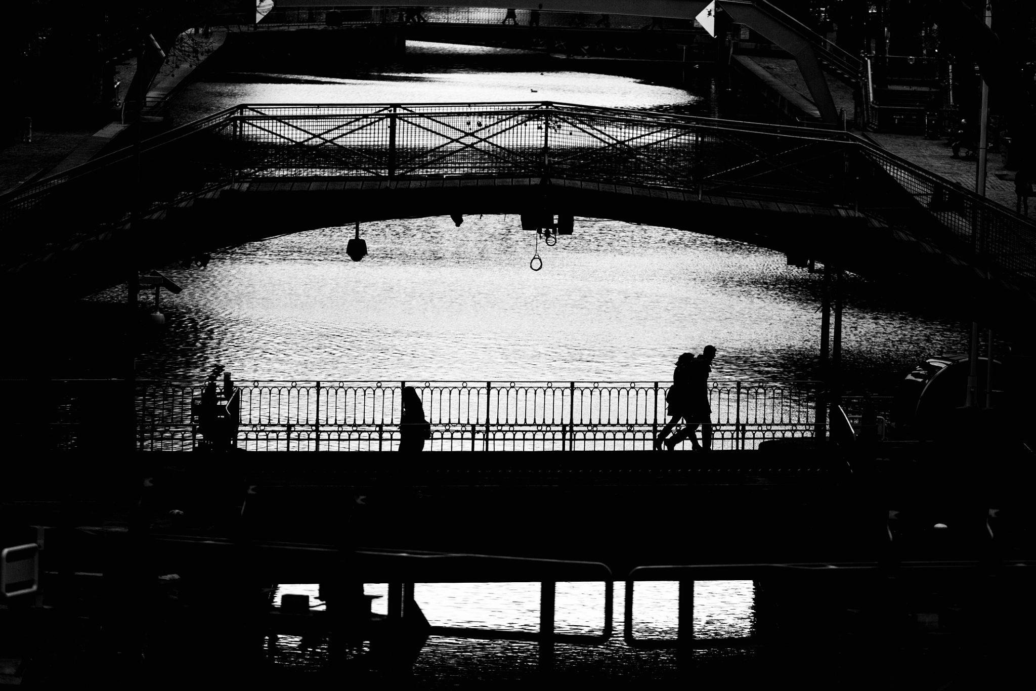Canal Saint-Martin in Paris in black and white