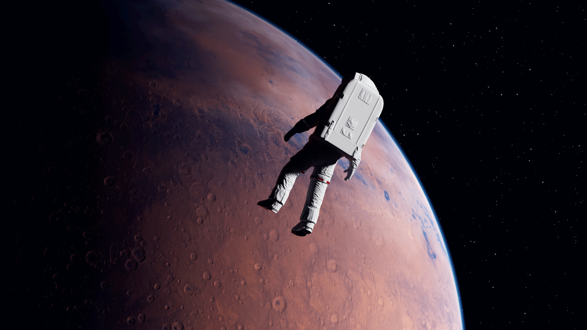 A lone spacecraft against the vastness of deep space